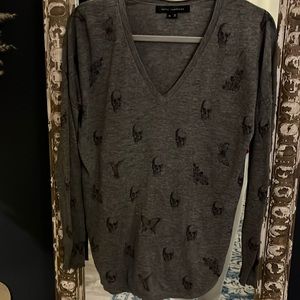 “ Skull Cashmere “ 100% cotton v neck sweater